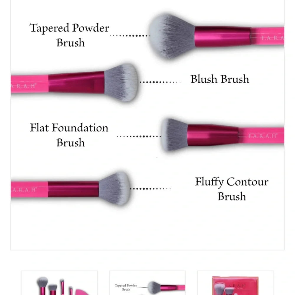 F.A.R.A.H Pink Makeup Brush Set